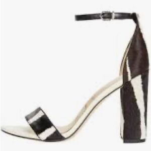 Sam Edelman zebra print Zaro block heel ankle strap calf hair sandals size 8.5